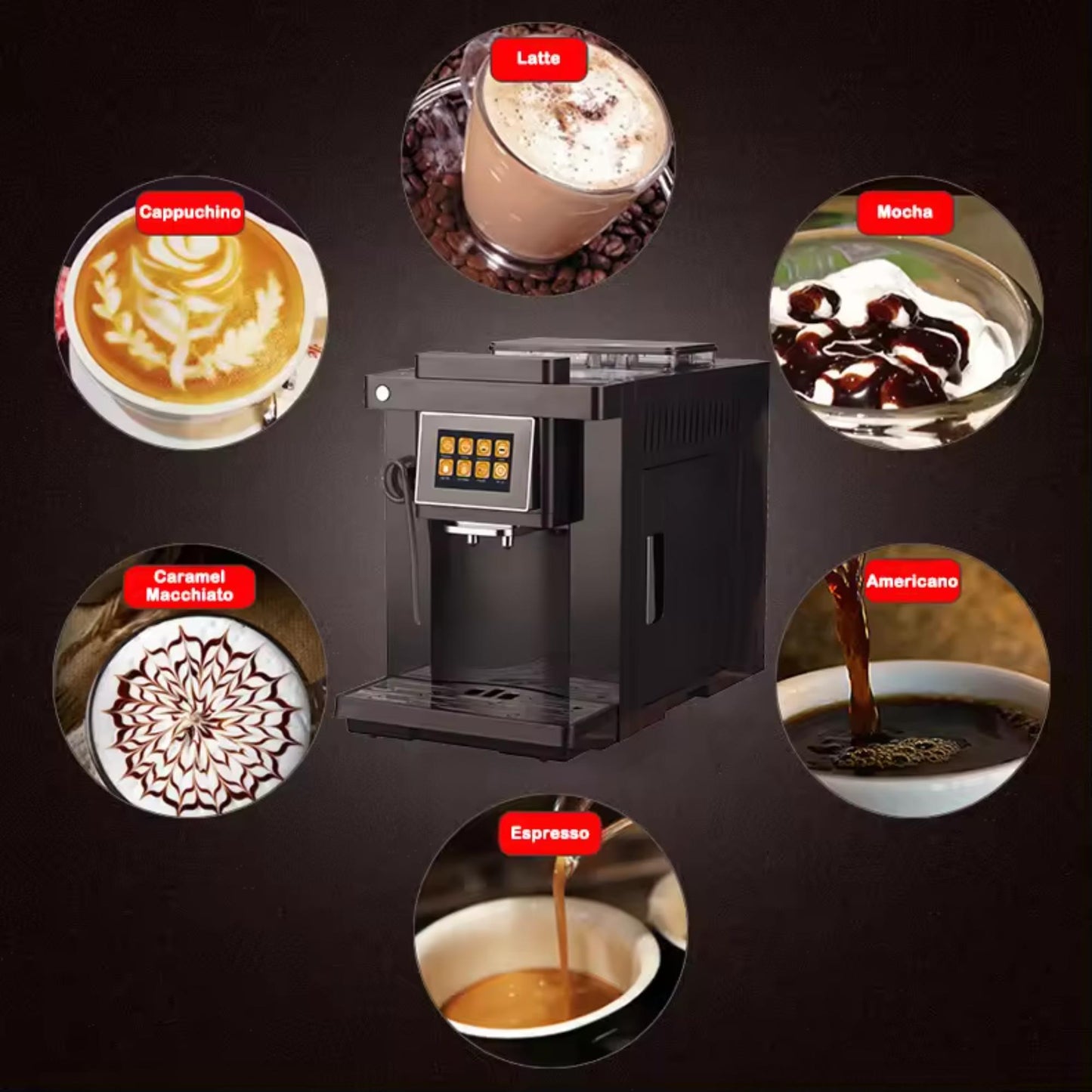 Colet Q007 Automatische Espressomaschine | Intelligente Steuerung, One-Touch-Cappuccino, Touchscreen, Temperaturregelung, Selbstreinigungssystem