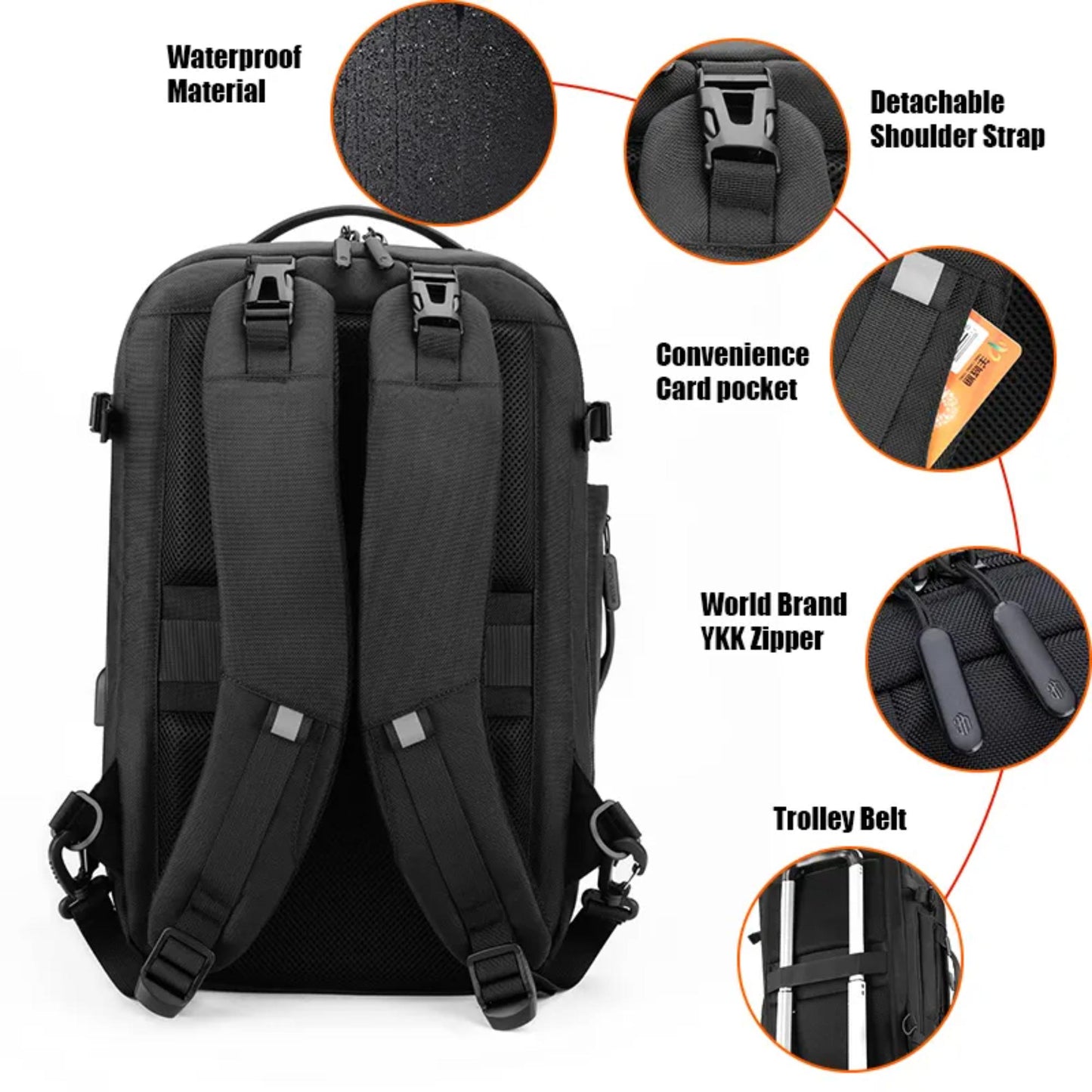 Nahaufnahme der verstärkten Nähte und langlebigen Materialien, die bei der Konstruktion des Artic Hunter B00382 Laptop Rucksacks verwendet wurden. | Blue Chilli Electronics.