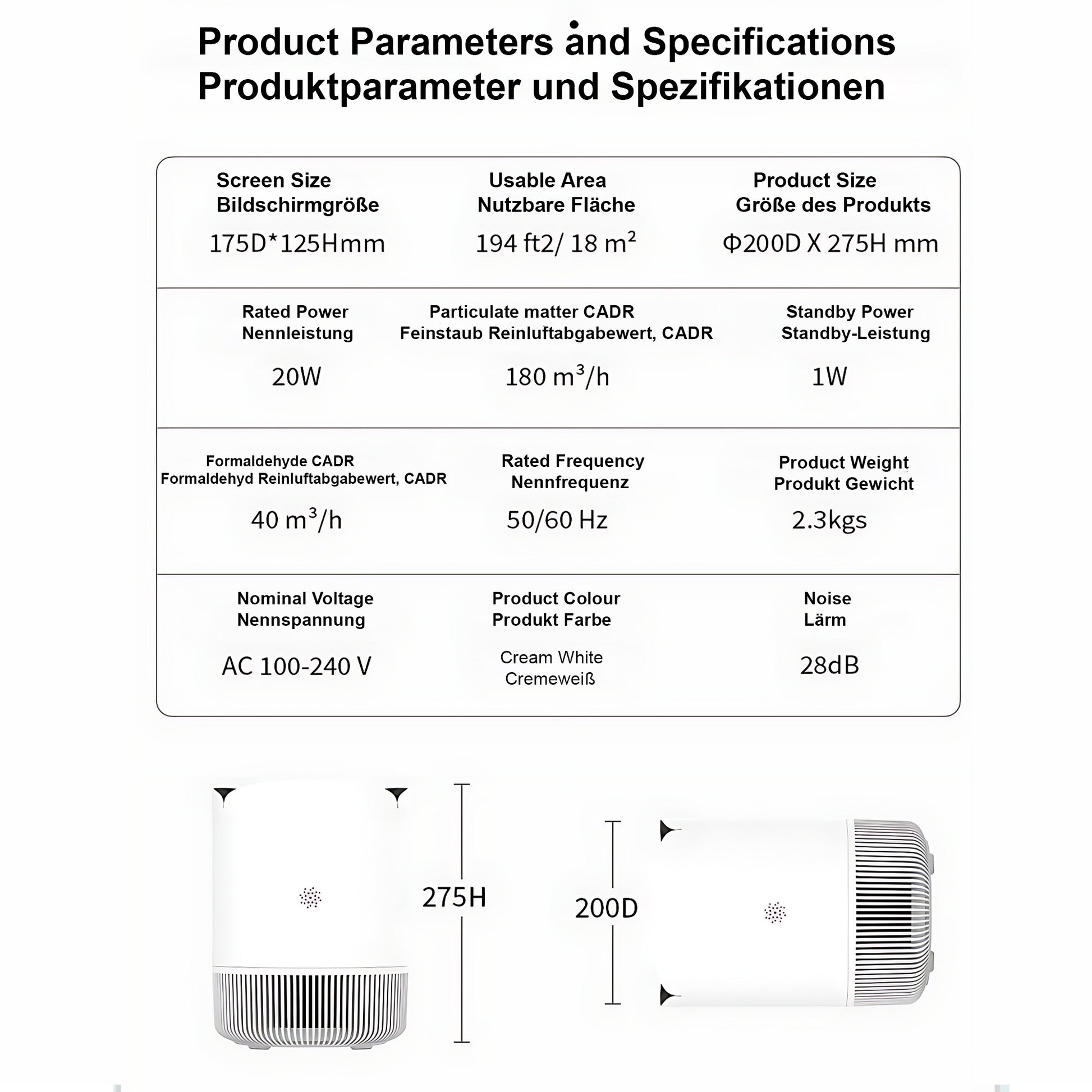 Keeping KJ158F Luftreiniger – H13 HEPA, 20W, 360° Lufteinlass